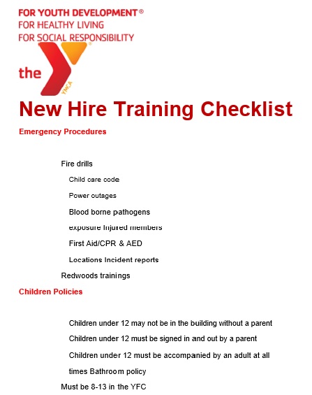new hire training checklist template