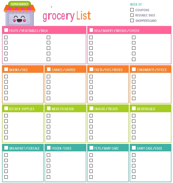printable master grocery list template 10