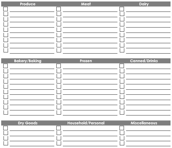 printable master grocery list template 14