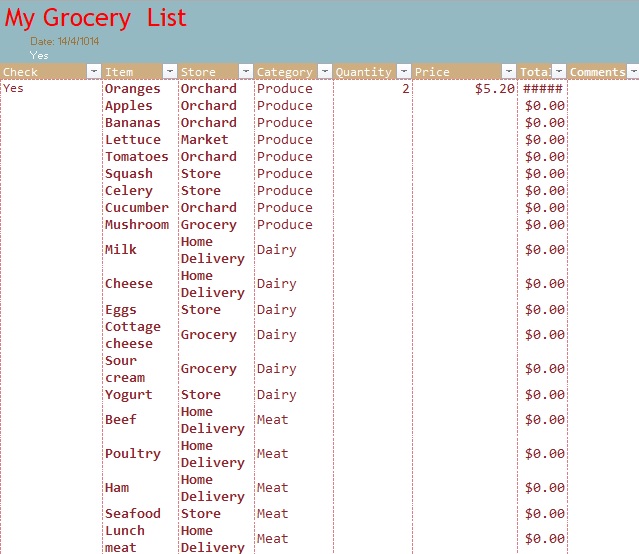 printable master grocery list template 9