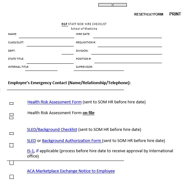 printable new hire checklist form