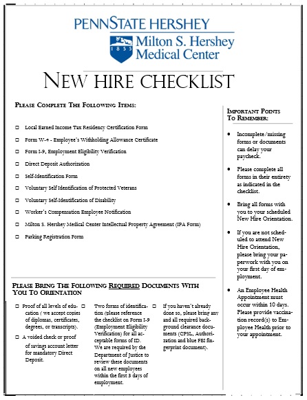 printable new hire checklist template 11
