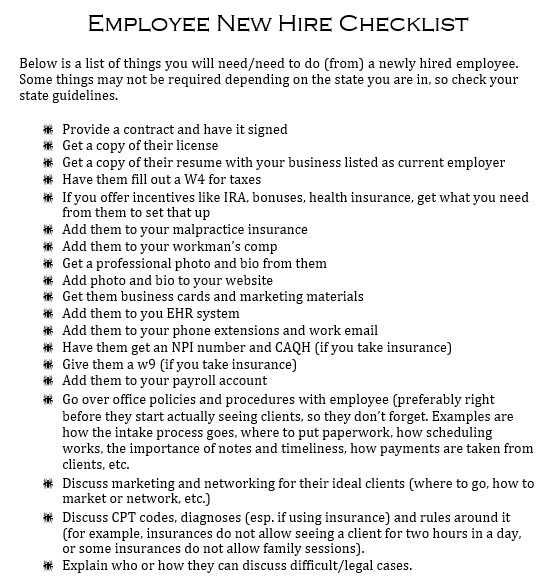 printable new hire checklist template 7