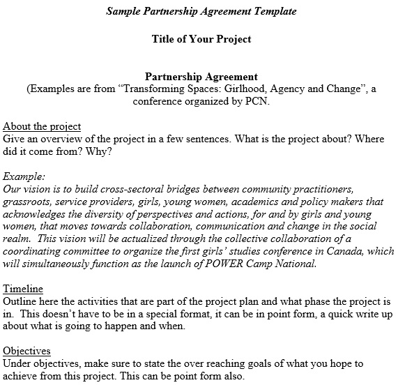 printable partnership agreement template 1