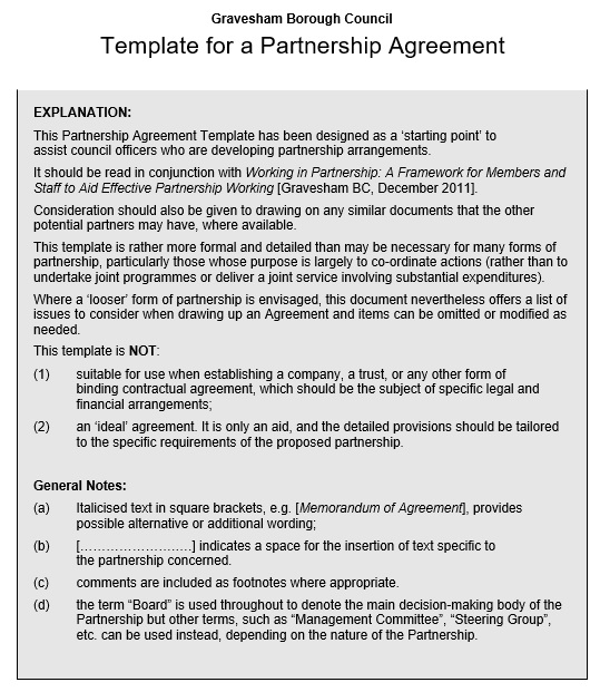 printable partnership agreement template 11