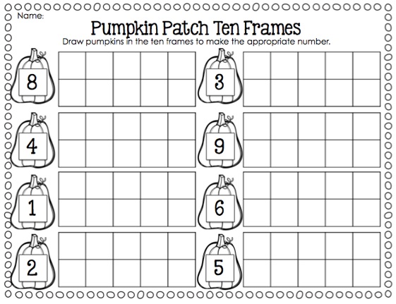 pumpkin patch ten frames template