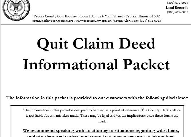 quit claim deed informational packet to corporation