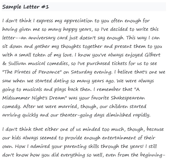 sample anniversary letter