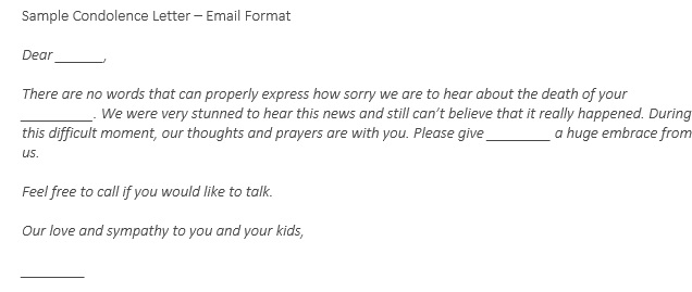 sample condolence letter email format