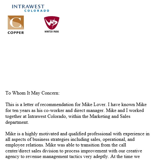 sample letter of recommendation for coworker