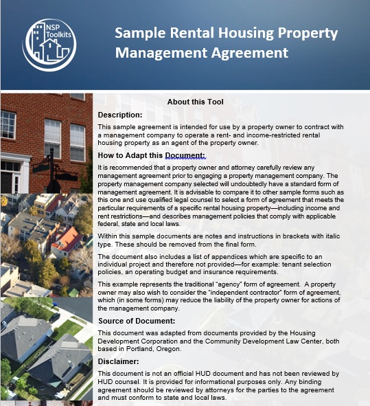 sample rental housing property management agreement template