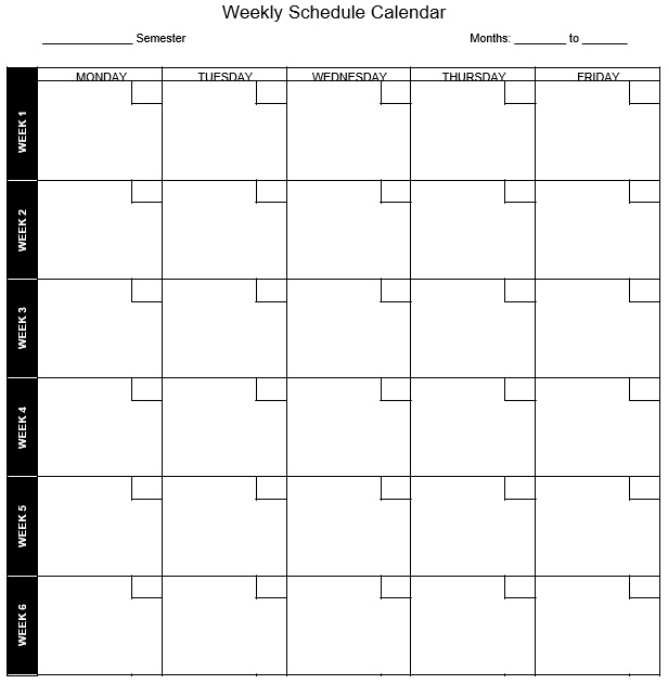 weekly schedule calendar template