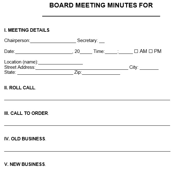 board meeting minutes template