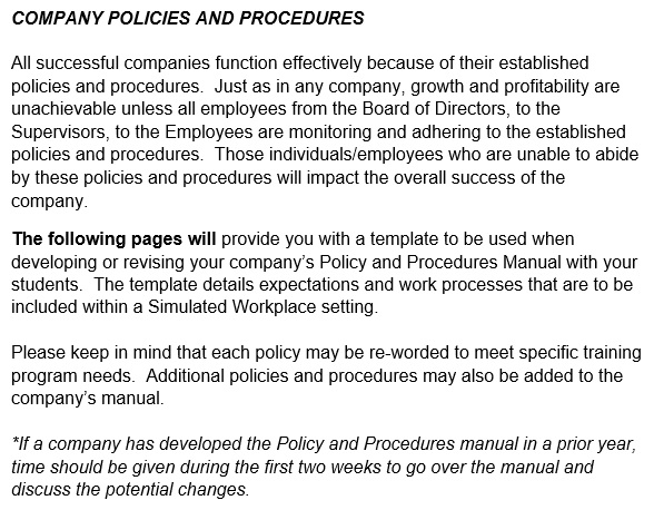 company policies and procedures template