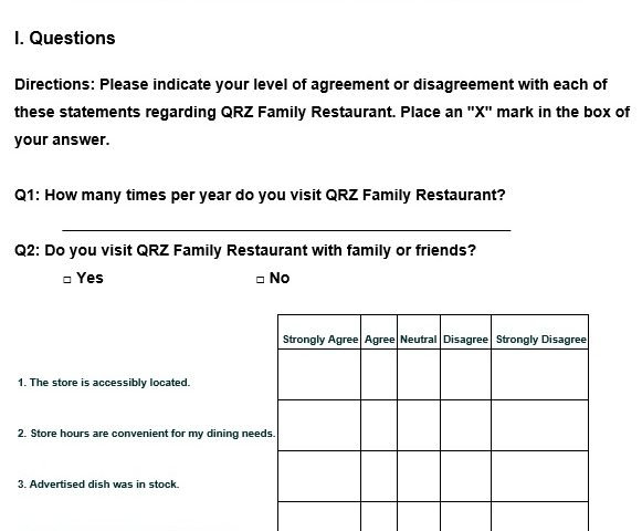 Questionnaire Templates Examples MS Word Best Collections