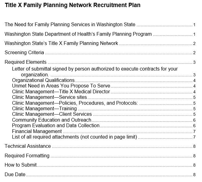 family planning network recruitment plan template