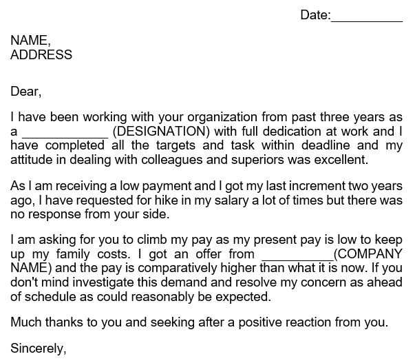 fillable salary increase letter template