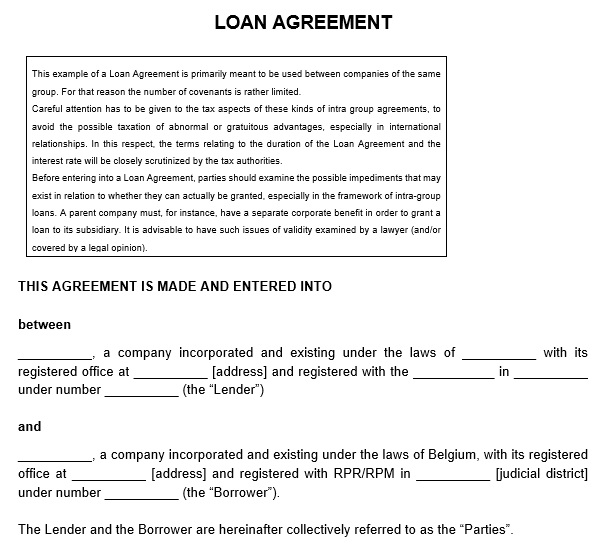 free family loan agreement template