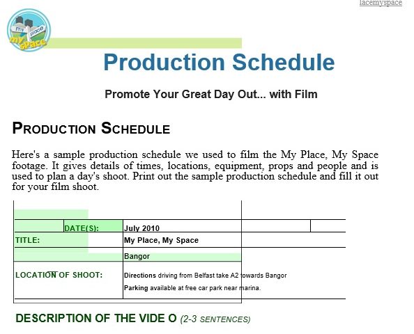 free production schedule template 7