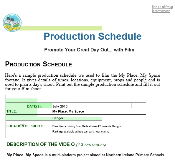 free production schedule template 7