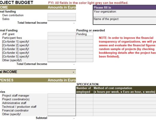free project budget template 13