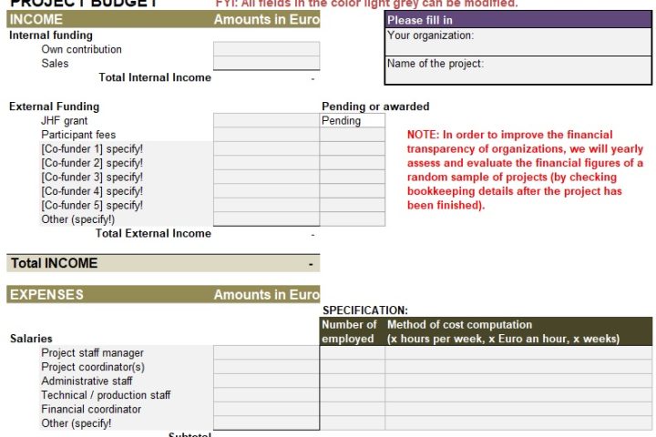 free project budget template 13