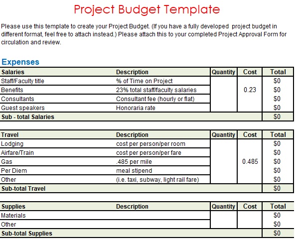 free project budget template 3