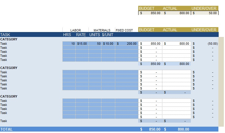 free project budget template