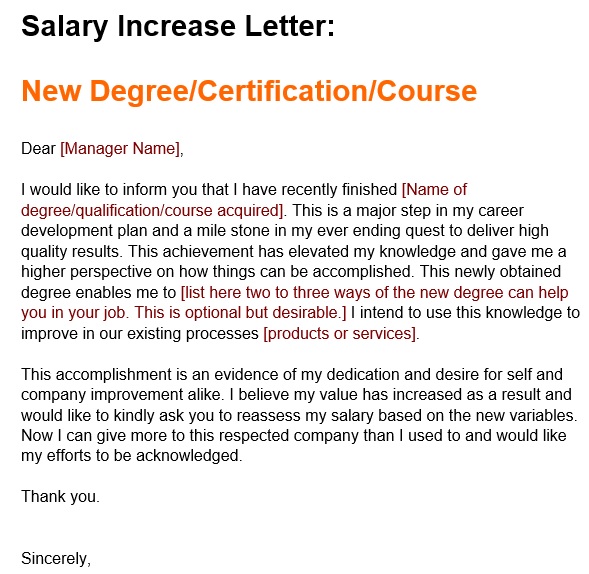 free salary increase letter 8