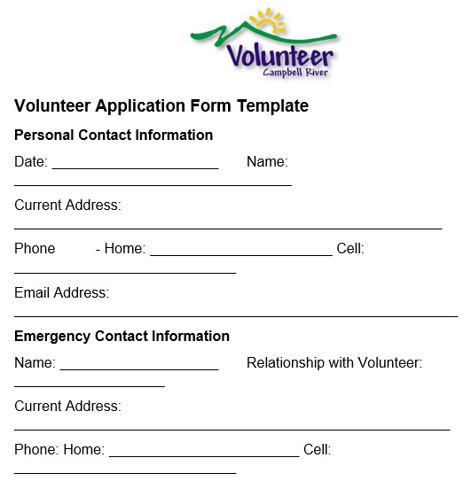 free volunteer application form