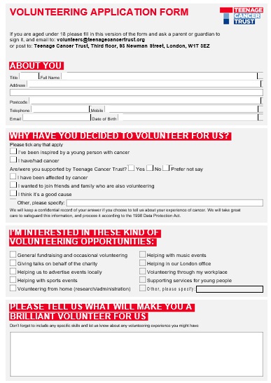 free volunteer application template 4