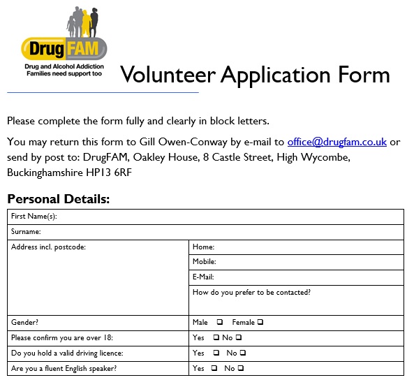 free volunteer application template