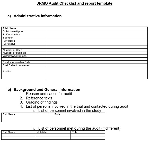 jrmo audit checklist and report template