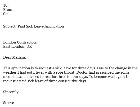 paid sick leave application email