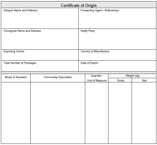 printable certificate of origin template 10