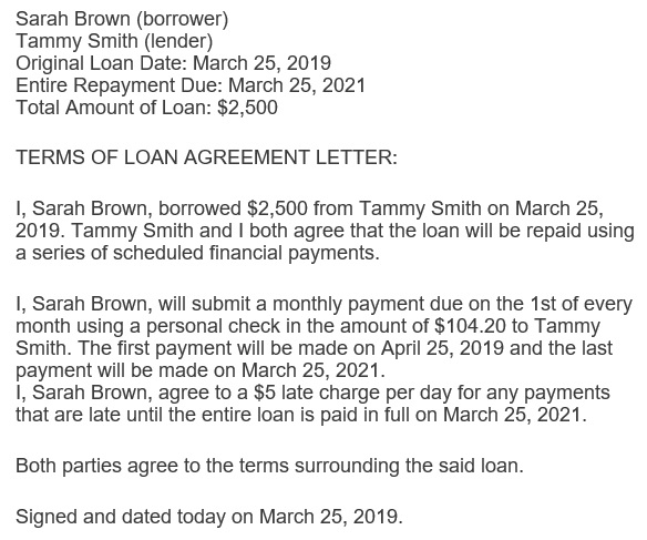 printable family loan agreement template 3