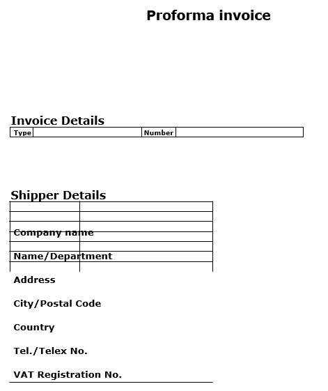 printable proforma invoice template 1