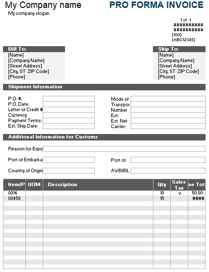 printable proforma invoice template 15