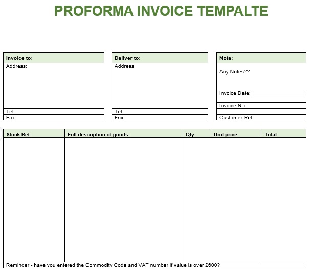 printable proforma invoice template 3