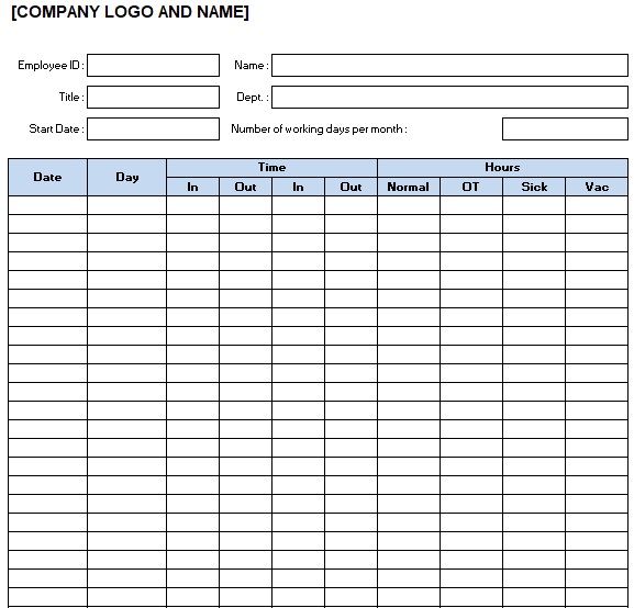 printable time log spreadsheet
