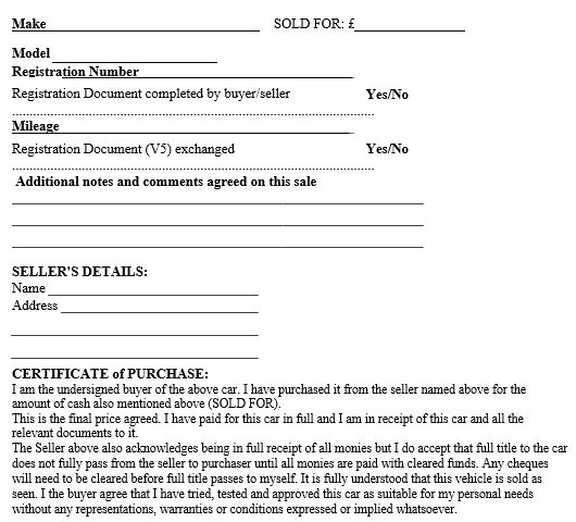 private car sale contract template