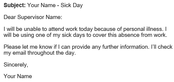 professional sick leave email 3
