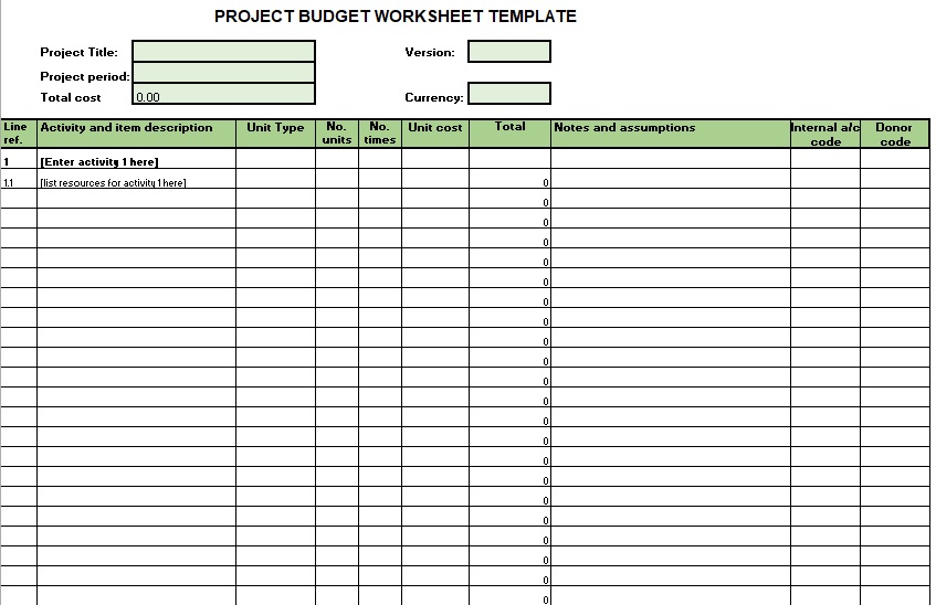 project budget spreadsheet template