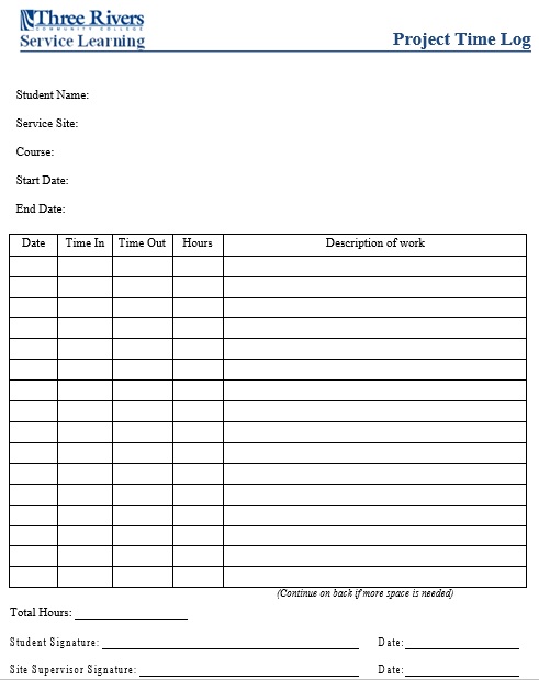 project time log template