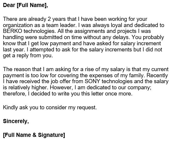 salary increase letter example