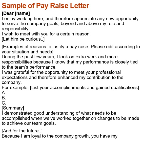 sample of pay raise letter