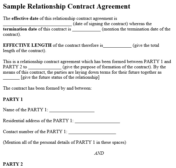 sample relationship contract agreement template