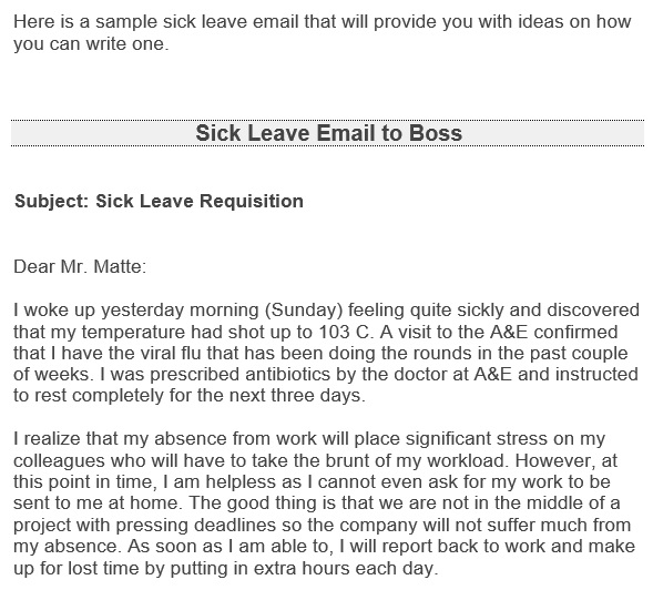 sick leave email to boss