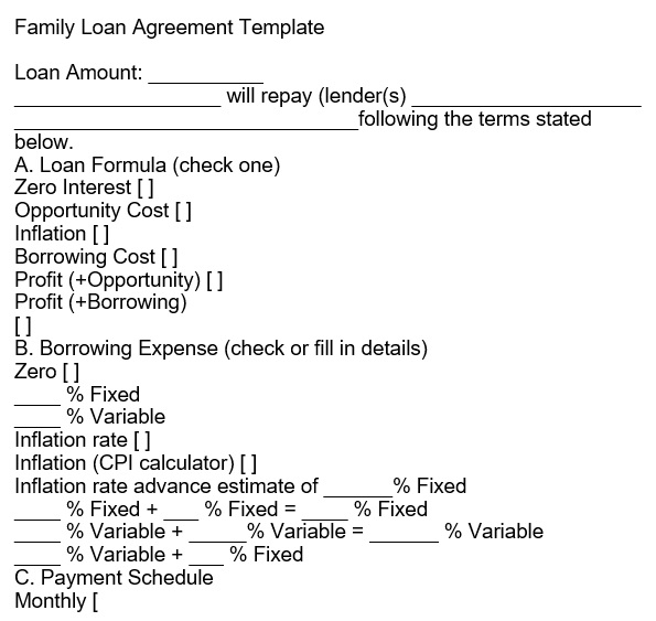simple family loan agreement template