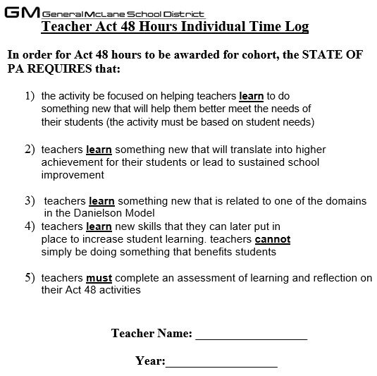 teacher act 48 hours individual time log template